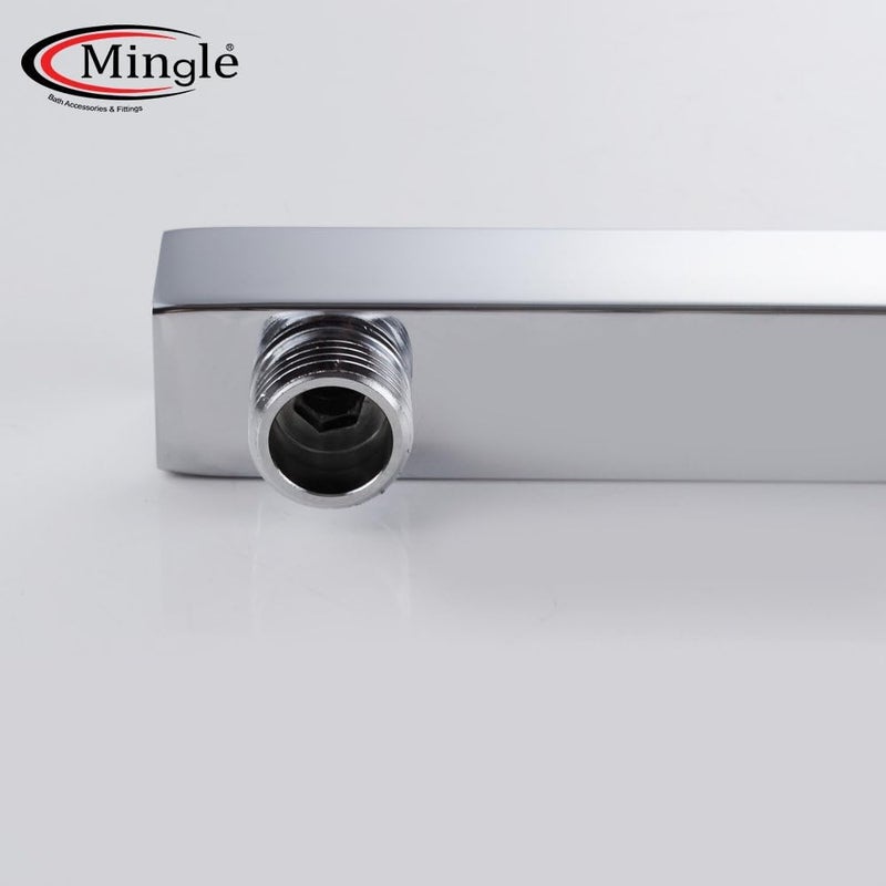 MINGLE Mirror Stainless Steel 304 Round Ultra Slim High Pressure Rainfall Shower Head for bathroom With Arm Shower (12 * 12_15 INCH ARM) - Image 5