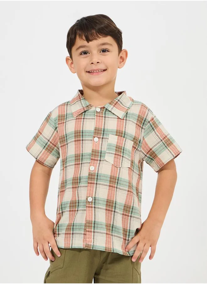 Styli Checked Print Shirt with Patch Pocket