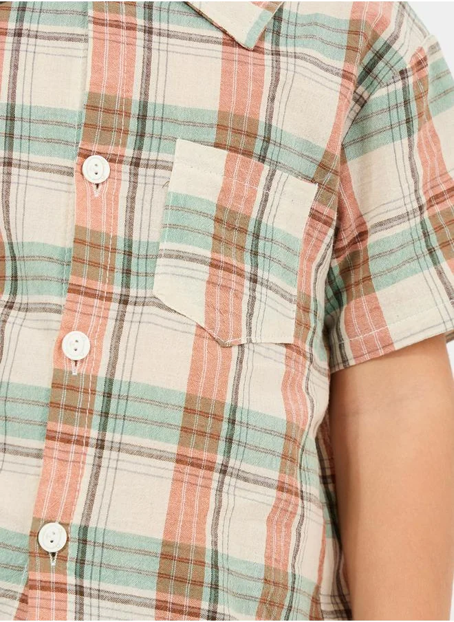 Styli Checked Print Shirt with Patch Pocket
