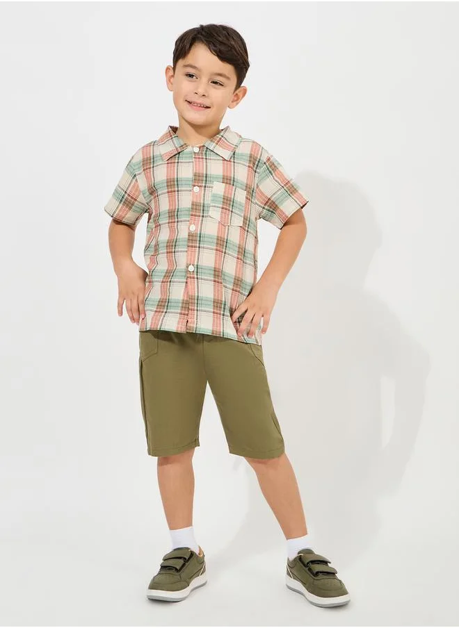 Styli Checked Print Shirt with Patch Pocket