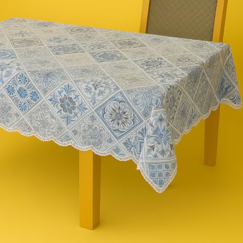 Homerz Premium Designer 6 Seater PVC Table Cover, Waterproof and Durable Table Cover Shelf Liners (Blue Mandala, 54x78 inch- 6 Seater Dining Table) - Image 4