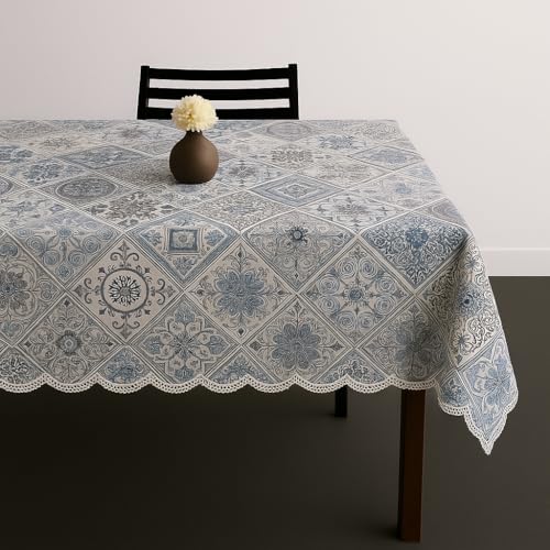 Homerz Premium Designer 6 Seater PVC Table Cover, Waterproof and Durable Table Cover Shelf Liners (Blue Mandala, 54x78 inch- 6 Seater Dining Table) - Image 3