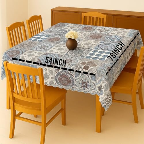 Homerz Premium Designer 6 Seater PVC Table Cover, Waterproof and Durable Table Cover Shelf Liners (Blue Mandala, 54x78 inch- 6 Seater Dining Table) - Image 2