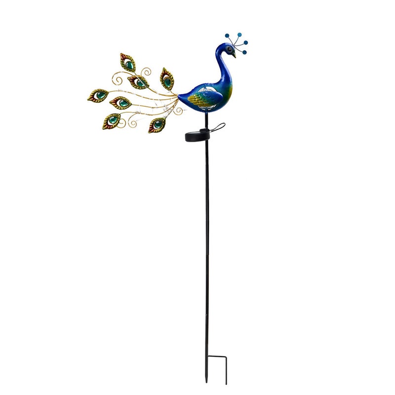 Iron Double Sided Peacock Crack Lamp Simulation Animal Lawn Stake Light for Outdoor Solar Decor - Image 3