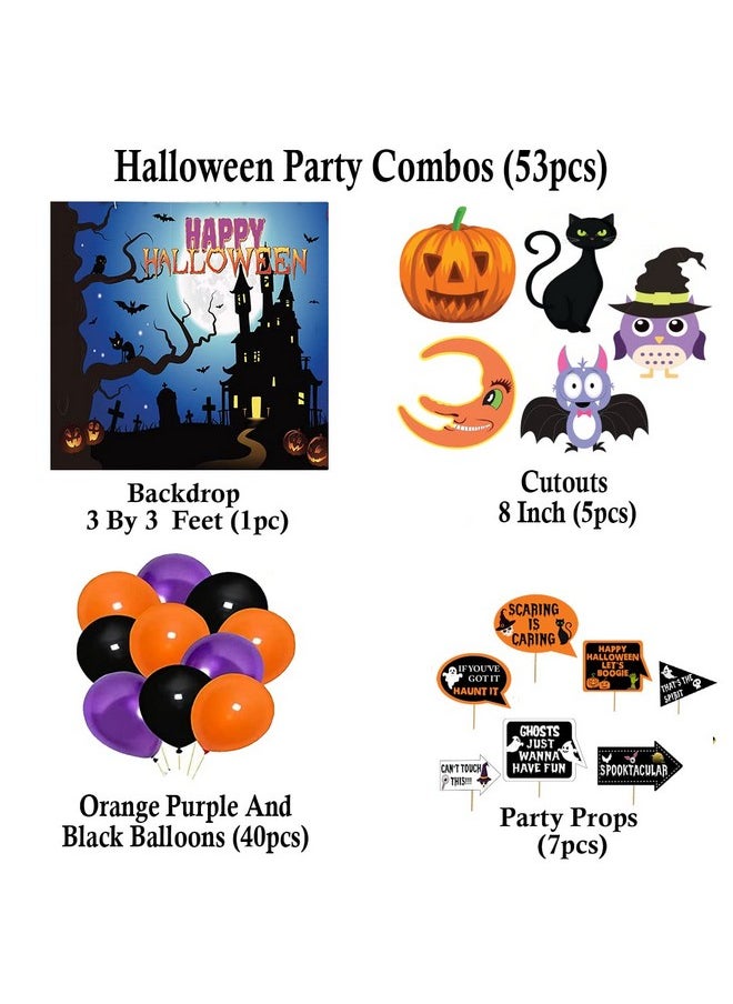 Theme My Party Theme My Party Halloween Party Supplies, Halloween Party Decorations with Happy Halloween Backdrop, Balloons Party Props and Cutouts (Decoration Kit 10)  - Image 2