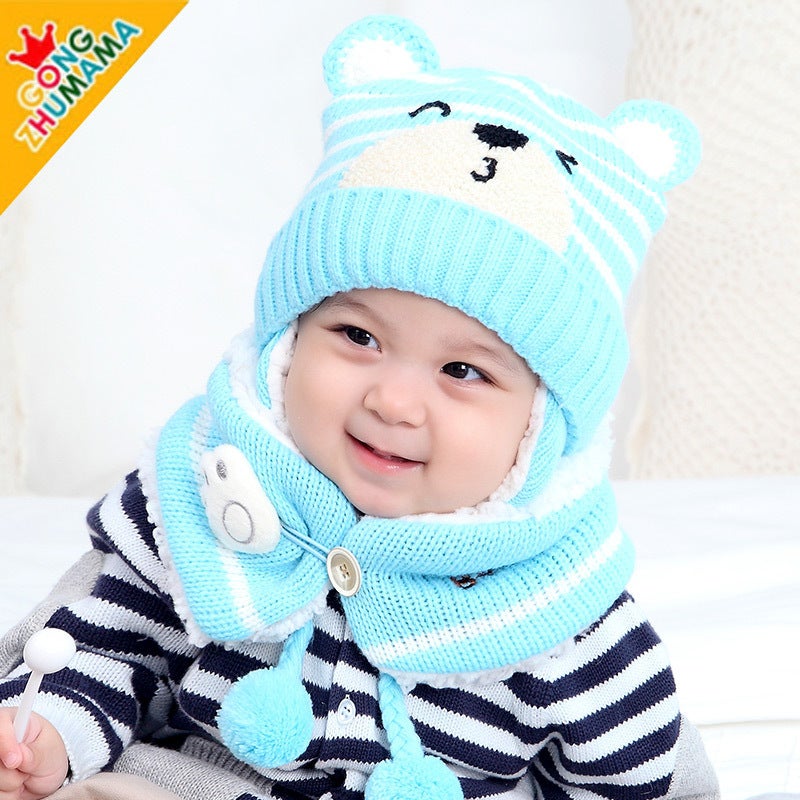 Winter Princess Mommy  Baby Bear Hat Scarf Set 5306 Yellow  - Image 3