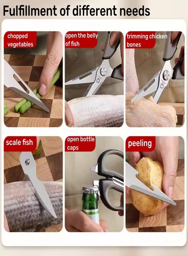 Farady Multifunction Kitchen Food Scissors, Detachable Household Shears with Magnetic Holder, Stainless Steel Sharp Kitchen Shears for Meat/Vegetables/Fruit/BBQ (Black-grey) - Image 2