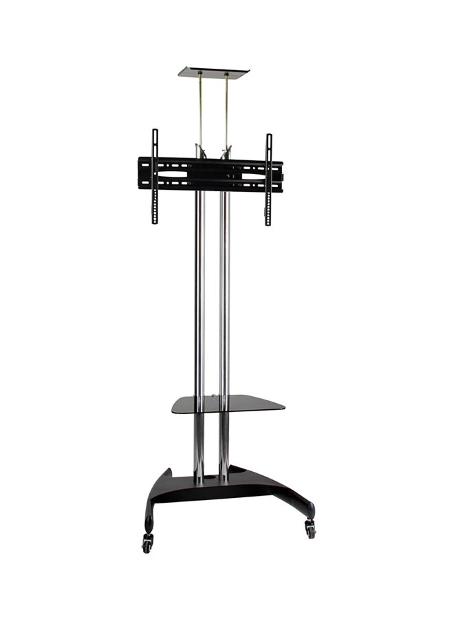 TV Floor Stand With DVD Rack Mount Black