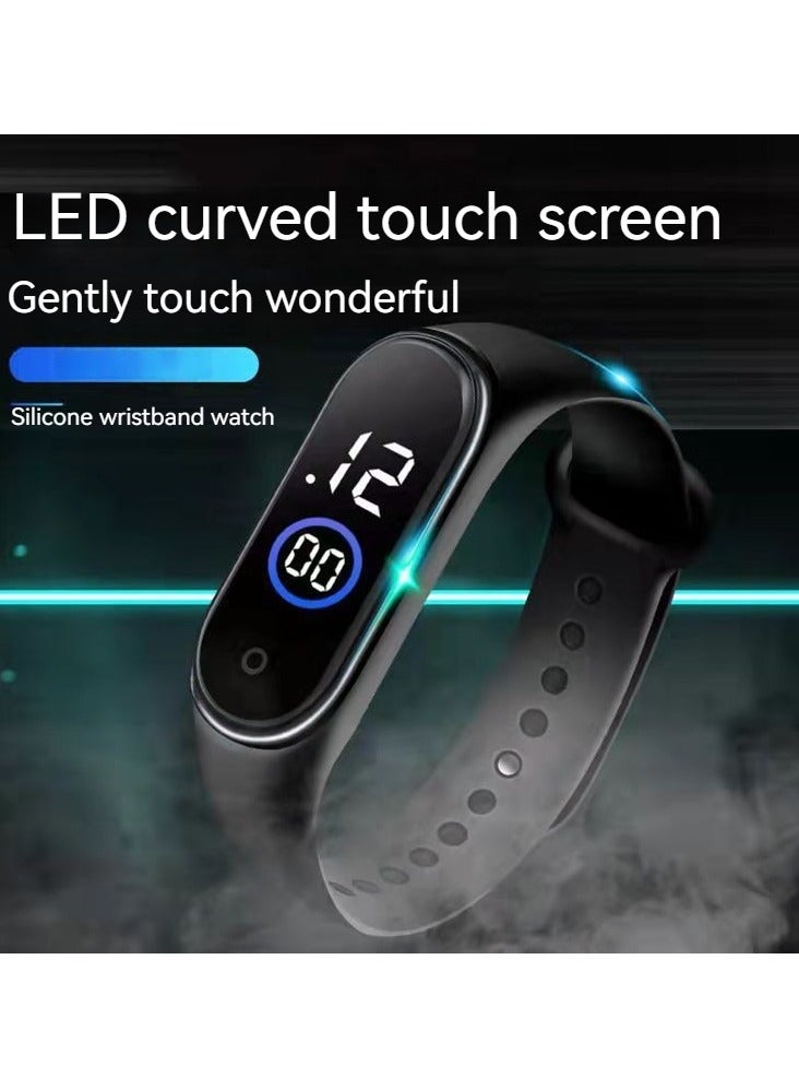 New M4 Sports Electronic Bracelet Touch Screen Waterproof Large Font Fashion LED Electronic Watch (Black) - Image 5
