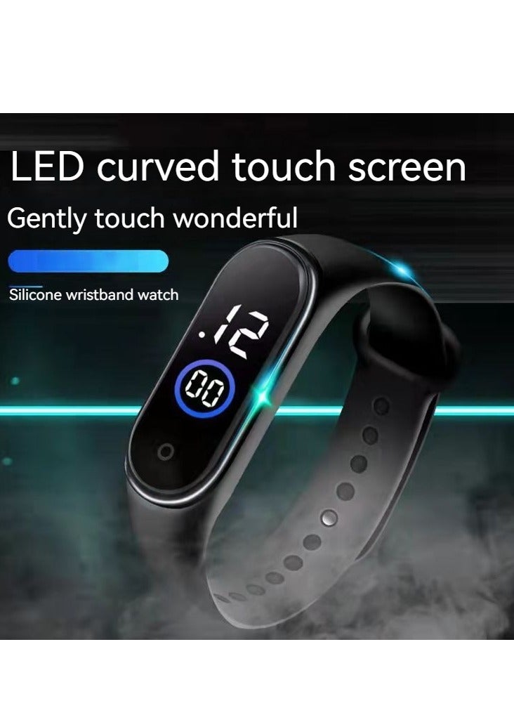 New M4 Sports Electronic Bracelet Touch Screen Waterproof Large Font Fashion LED Electronic Watch (Black) - Image 1