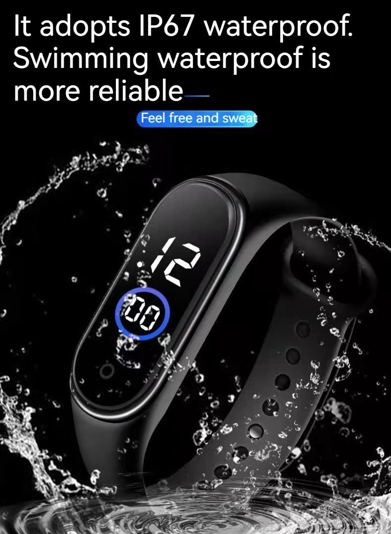 New M4 Sports Electronic Bracelet Touch Screen Waterproof Large Font Fashion LED Electronic Watch (Black) - Image 2
