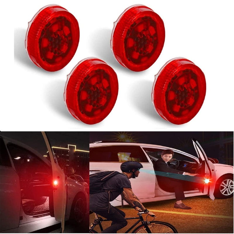 Bitnex 4 PCS Universal Wireless Car Door LED Warning Lights,5 LED Roadside Auto Flashing Safety Signal for Anti Rear End Collision, Universal Strobe for Car SUV Truck (4) - Image 1