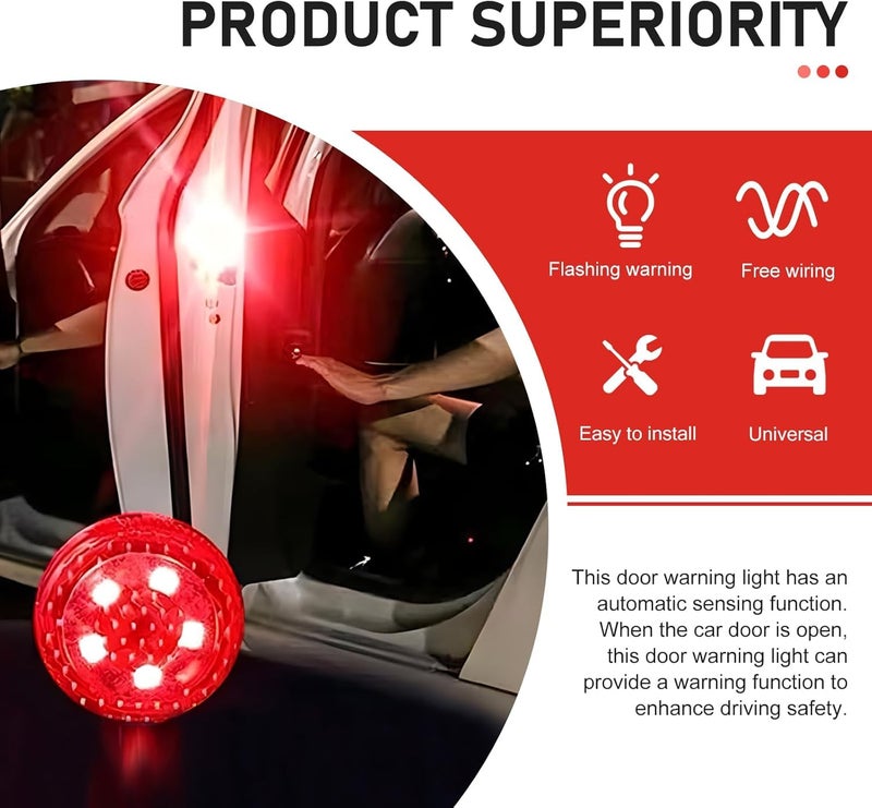 Bitnex 4 PCS Universal Wireless Car Door LED Warning Lights,5 LED Roadside Auto Flashing Safety Signal for Anti Rear End Collision, Universal Strobe for Car SUV Truck (4) - Image 5