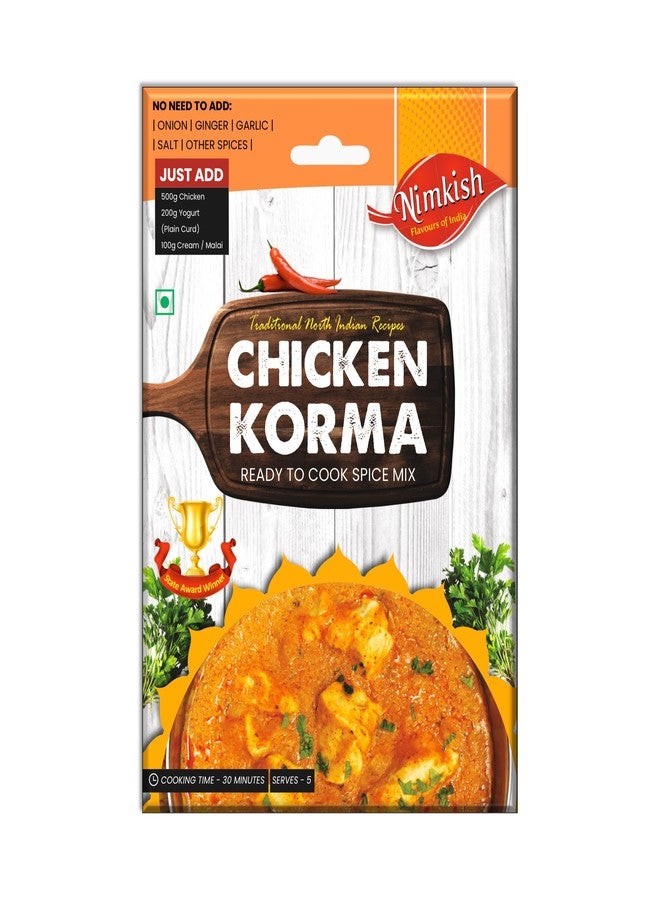 NIMKISH Chicken Korma Masala 40g | Ready To Cook Spice Mix For Quick Tasty Meals | Blend Of Onion Garlic Ginger Cashew And Coriander | Traditional Style Spice Blend For Chicken Curry - Image 1