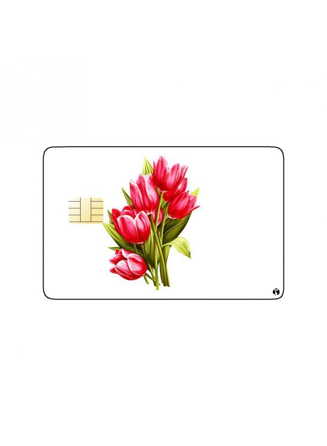 RKN PRINTED BANK CARD STICKER Beautiful Pink Flowers Drawing - Image 1