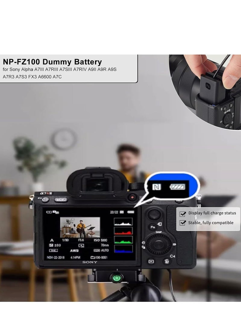 Gravity NP-FZ100 AC Power Supply Adapter Replacement for Sony Alpha A6600, FX3, A7C, A1, A7 III, A7 IV, A7R III, A7R IV, A7S III, A9, A9 II, A9R, A9S Cameras ‚Äì BC-QZ1 Battery Charger Kit for Extended Camera Use - Image 2