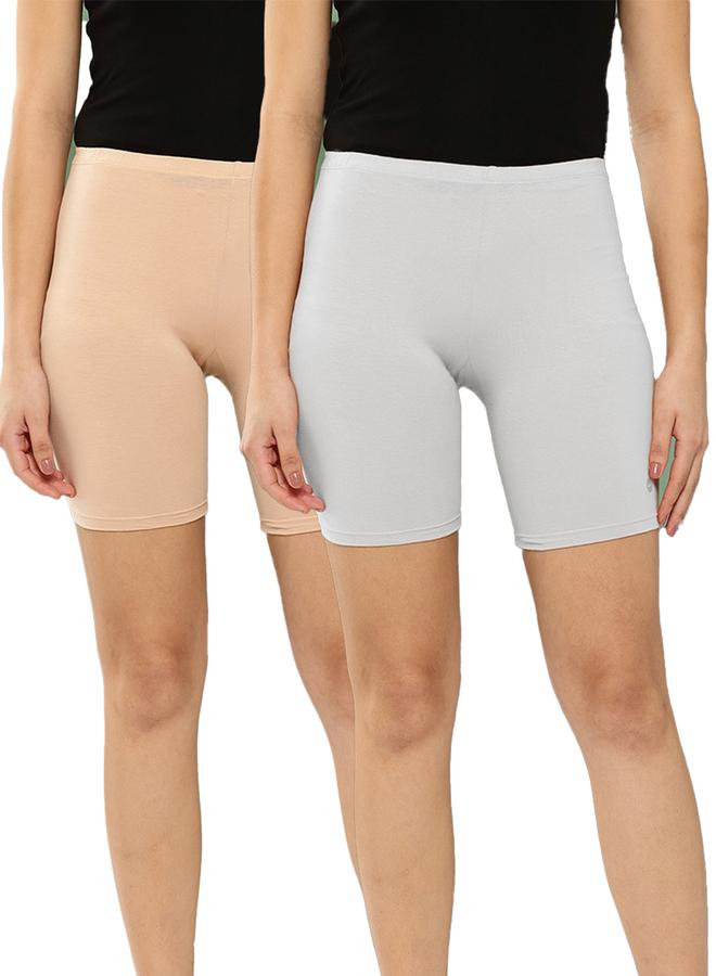 Leading Lady Pack of 2 - Solid Cotton Blend Shorts - Image 1