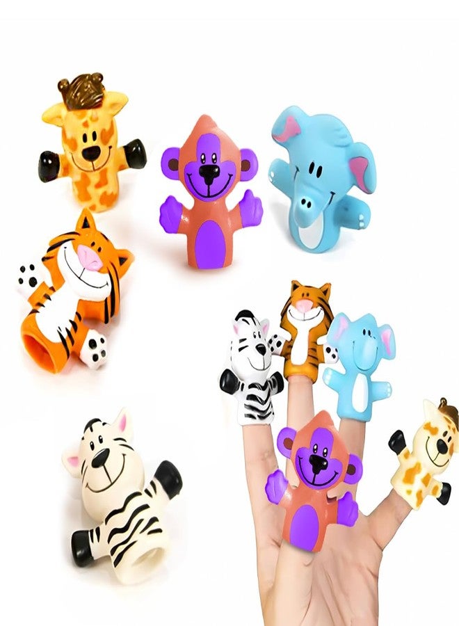 Wembley 5 Pcs Jungle Animal Finger Puppet Toy for Kids,Mini Squishy Figures Toys for Boys & Girls,Great As Party Favors,Shows,Playtime,Schools,Ideal As Return Gifts,Role Play Toys(Animals),Multicolor - Image 1