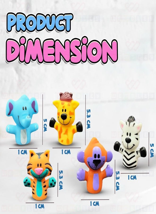 Wembley 5 Pcs Jungle Animal Finger Puppet Toy for Kids,Mini Squishy Figures Toys for Boys & Girls,Great As Party Favors,Shows,Playtime,Schools,Ideal As Return Gifts,Role Play Toys(Animals),Multicolor - Image 4