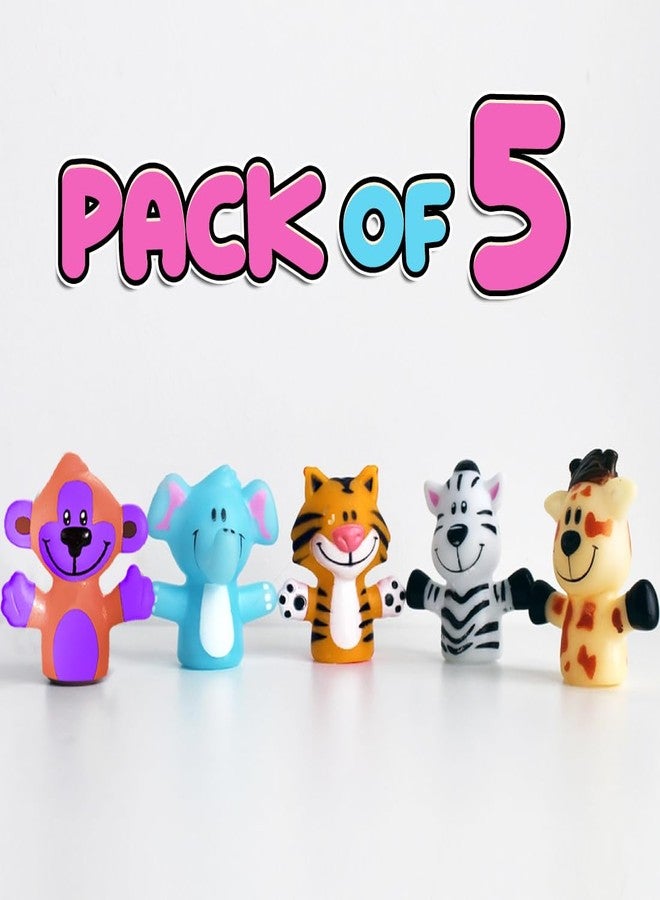 Wembley 5 Pcs Jungle Animal Finger Puppet Toy for Kids,Mini Squishy Figures Toys for Boys & Girls,Great As Party Favors,Shows,Playtime,Schools,Ideal As Return Gifts,Role Play Toys(Animals),Multicolor - Image 3