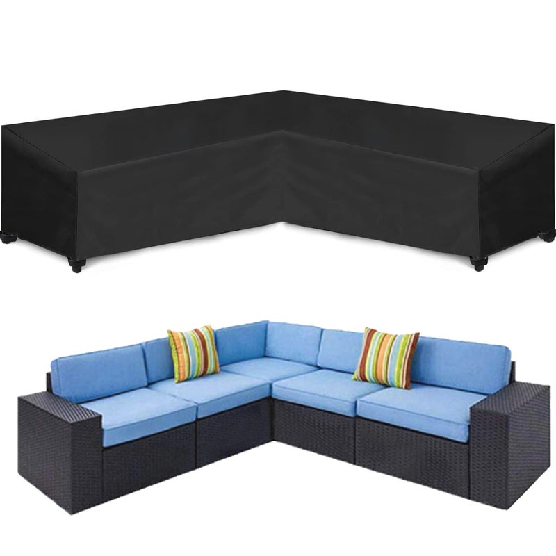 Oslimea Patio VShaped Sectional Sofa Cover 85 x 85 600D HeavyDuty Patio Furniture Cover Garden Couch Protector for Deck Lawn and Backyard