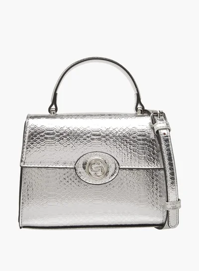 سيليست Women Embossed Satchel Bag with Detachable Strap and Top Handle