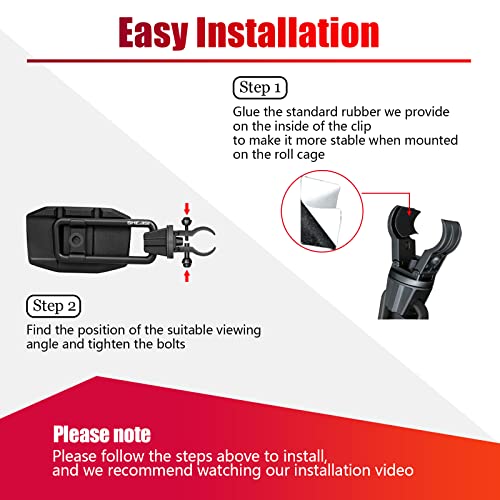 SHEJISI UTV Side Mirrors for 1.65"-2" Roll Cage, Aluminum Solid Bracket,2023 New UTV Mirrors,Adjustable Satisfactory Viewing Angle Compatible with Polaris RZR,Can Am,Kawasaki Mule,Honda Pioneer SXS - Image 4