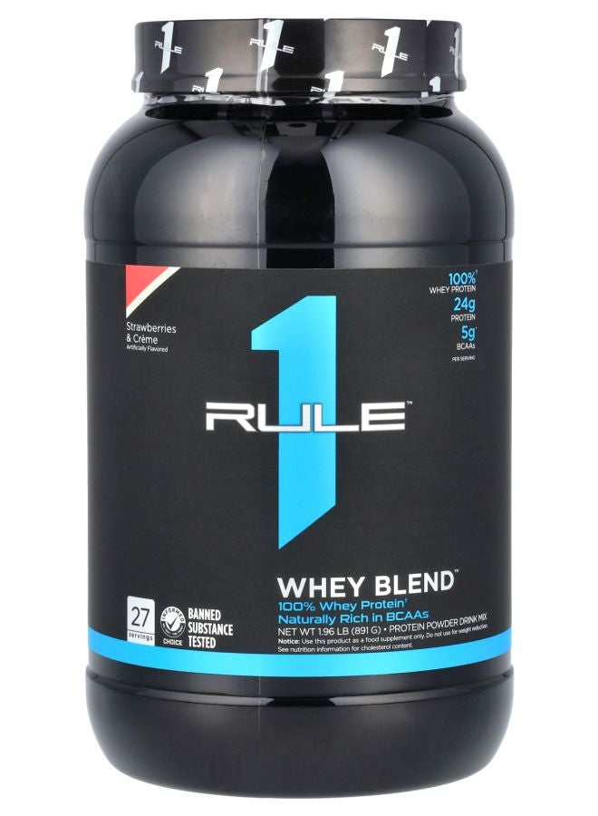 Whey Blend Protein Powder Drink Mix Strawberries & Creme 1.96 lb (891 g)