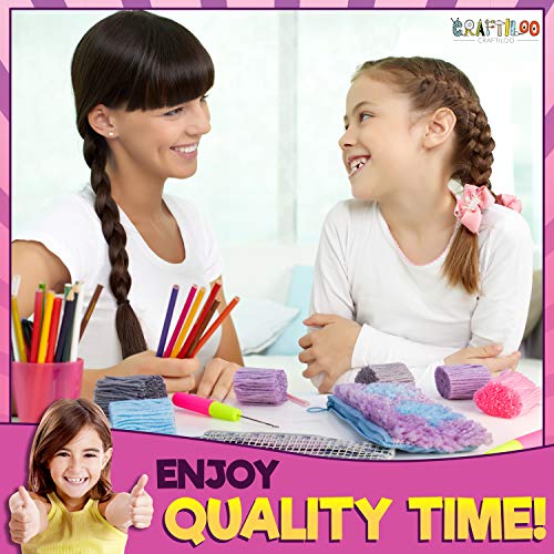 CRAFTILOO DIY 2 Rug Pencil Cases Latch Hook Kits for Kids Sewing Set for Girls Beginners Latchkits Ages 8-12 - Image 3