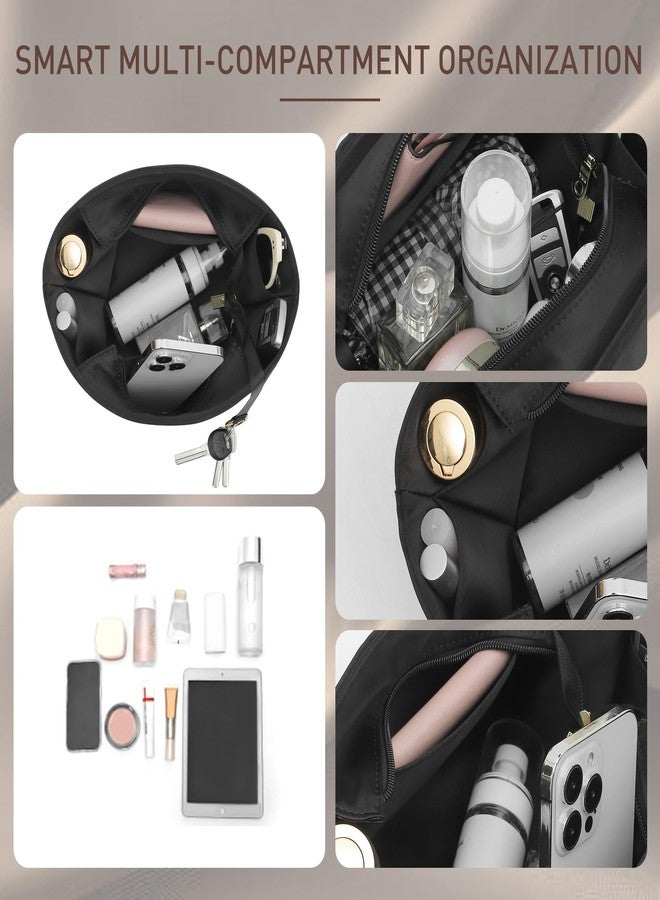 Doxo Satin Fabric Picotin 22 Bag Insert - Premium Purse Organizer for Picotin 22 with Zipper Closure and Keychain, Lightweight & Discreet Inner Liner, Fits Picotin 22 Luxury Totes(PC22, Black) - Image 5