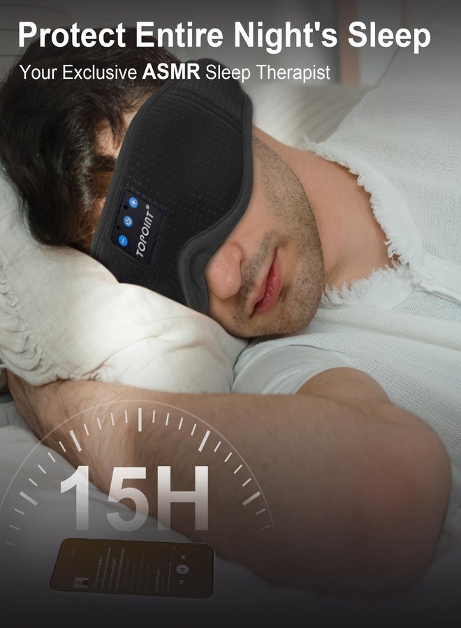 TOPOINT Sleep Mask with Bluetooth Headphones Wireless, TOPOINT 3D Eye Mask for Sleeping Headphones Women Men with Noise Canceling Earbuds, Thin Speaker, Blackout, 15 Hours for Travel, Meditation, CPAP Users - Image 5