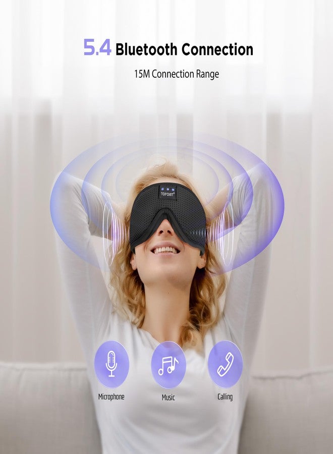 TOPOINT Sleep Mask with Bluetooth Headphones Wireless, TOPOINT 3D Eye Mask for Sleeping Headphones Women Men with Noise Canceling Earbuds, Thin Speaker, Blackout, 15 Hours for Travel, Meditation, CPAP Users - Image 4