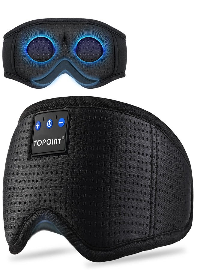 TOPOINT Sleep Mask with Bluetooth Headphones Wireless, TOPOINT 3D Eye Mask for Sleeping Headphones Women Men with Noise Canceling Earbuds, Thin Speaker, Blackout, 15 Hours for Travel, Meditation, CPAP Users - Image 1