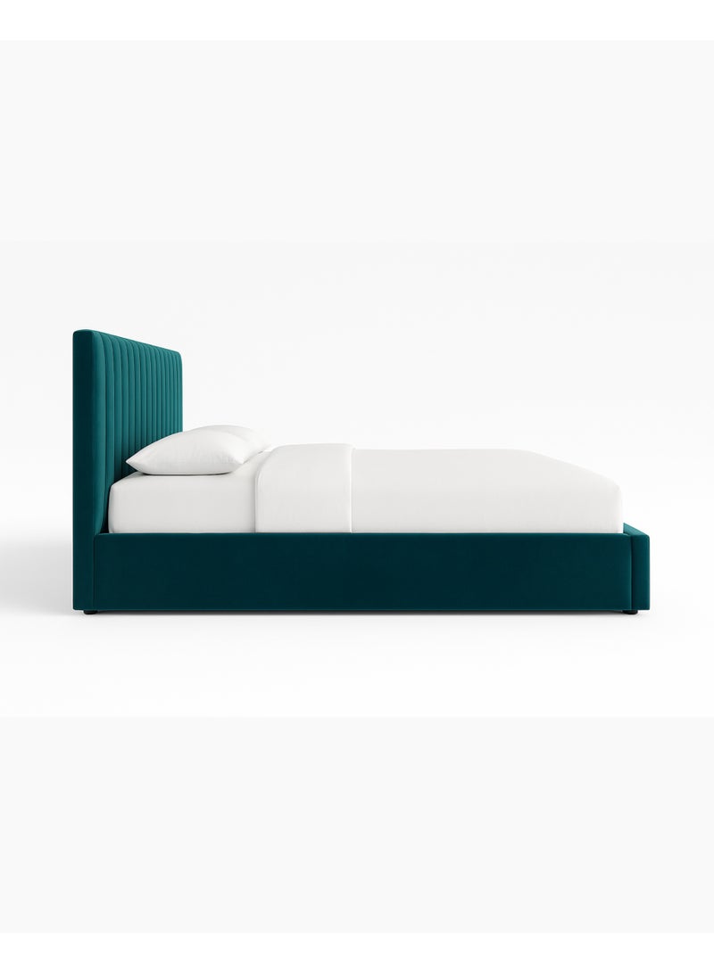 KUSTOMDECO Luxury Teal Velvet Upholstered Bed with Tall Headboard | Modern Customizable Storage Bed Frame for Bedroom | Premium King Size Bed 180x200cm - Image 2