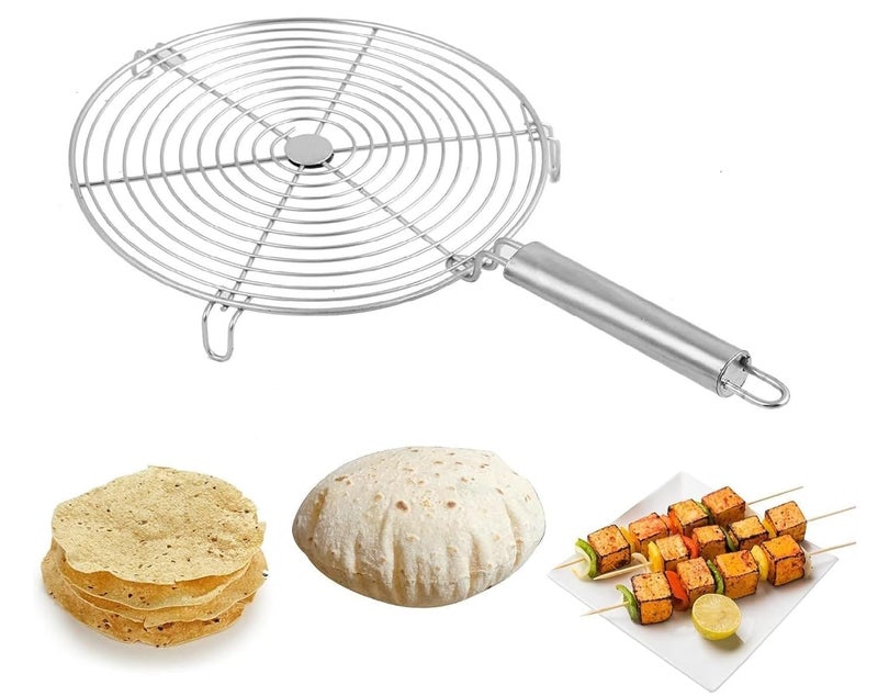 Touchcart Stainless Steel Jalebi Roaster Jali - 10 Inch Round Wire Mesh Grill with Handle for Roasting Papad, Roti, Paneer, Chapati, BBQ & Tandoor Use 1 Pc (Multicolor) - Image 5