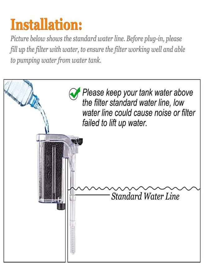 PULACO Ultra Quiet Aquarium Hang on Filter (66GPH 3W), Small Fish Tank Filter for 1 to 5 Gallons Fish Tank - Image 4