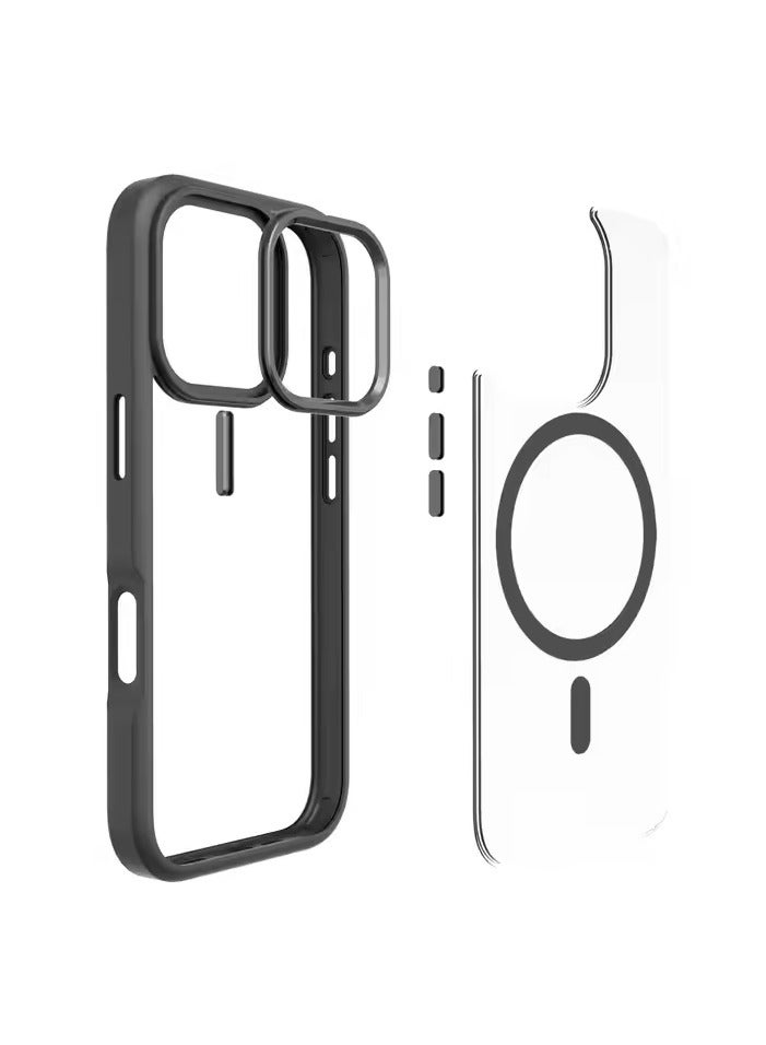 حافظة ايفون  14 برو ماكس شفاف باطراف ملونة باللون الأسود, تدعم الشحن اللاسلكي, مقاوم للخدش والاصفرار، حماية من السقوط - Image 3