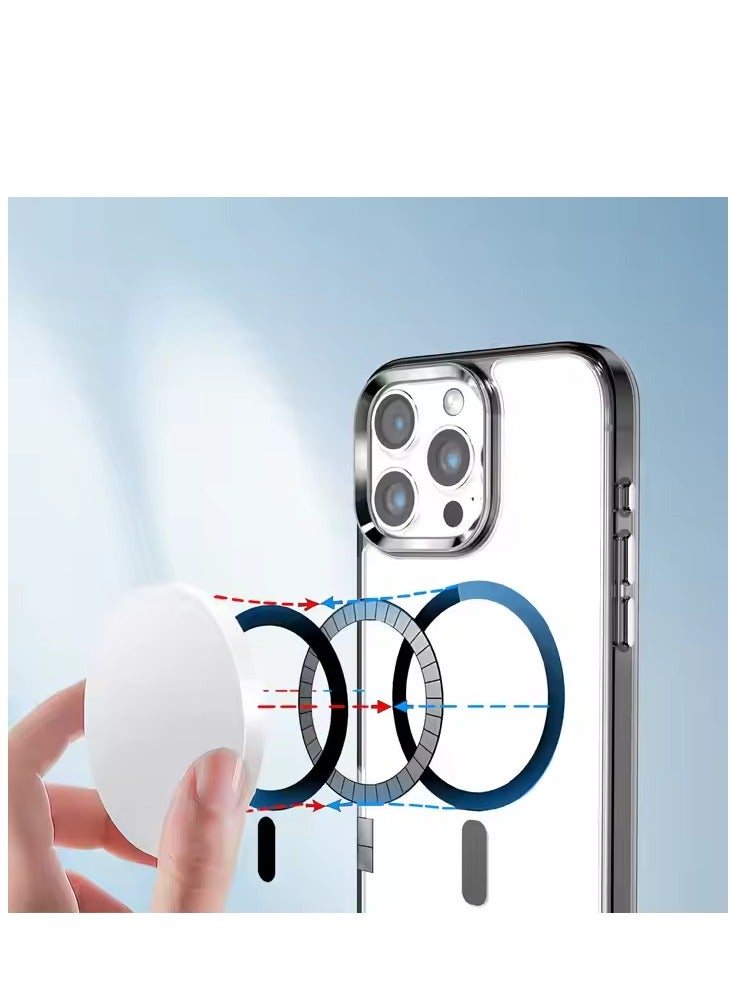 حافظة ايفون  14 برو ماكس شفاف باطراف ملونة باللون الأسود, تدعم الشحن اللاسلكي, مقاوم للخدش والاصفرار، حماية من السقوط - Image 4