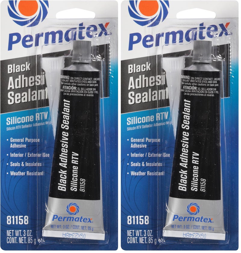 Permatex 81158 Black Silicone Adhesive Sealant, 3 oz. Tube, Pack of 2 - Image 1