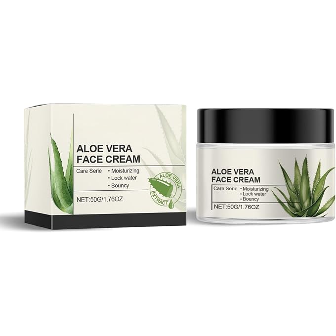 Grospe Aloe Vera Face Cream, Moisturising Face & Body Cream with Organic Pure Aloe Vera Gel, Hydrating & Nourishing & Smoothing Suitable for All Skin Types for Women - Image 1