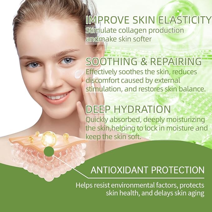 Grospe Aloe Vera Face Cream, Moisturising Face & Body Cream with Organic Pure Aloe Vera Gel, Hydrating & Nourishing & Smoothing Suitable for All Skin Types for Women - Image 2