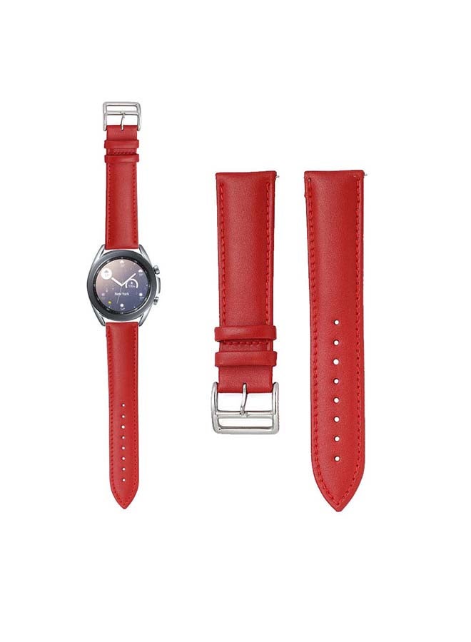 Perfii Genuine Leather Replacement Band for Samsung Galaxy Watch3 41mm Red - Image 1