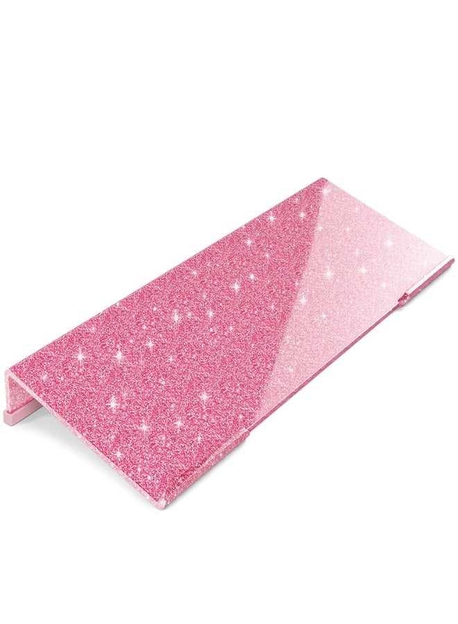 Rulyyo Ergonomic Computer Keyboard Stand - 17 Inch Glitter Pink Acrylic Keyboard Riser for Desk Tilted Keyboard Holder Tray with Non-Slip Strip for Home Office Easy Typing & Working - Image 1
