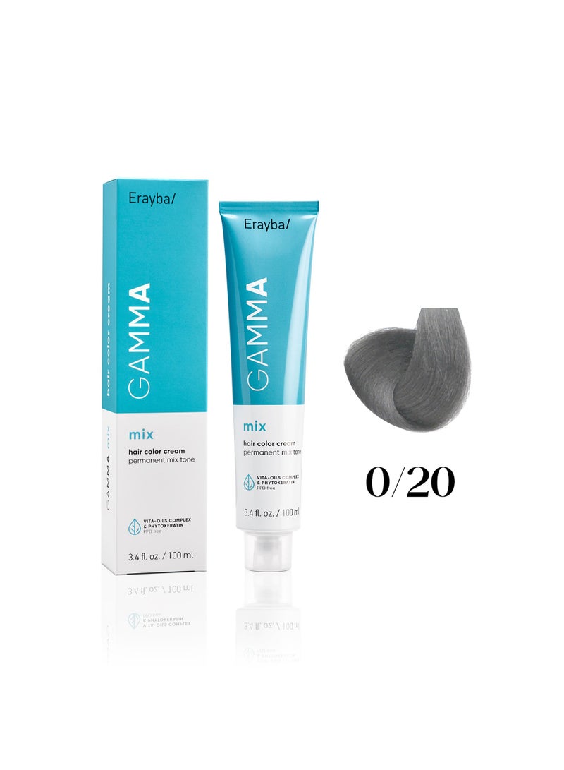 Erayba Gamma Mix Permanent Hair Dye100ml 0/20 Silver - Image 1
