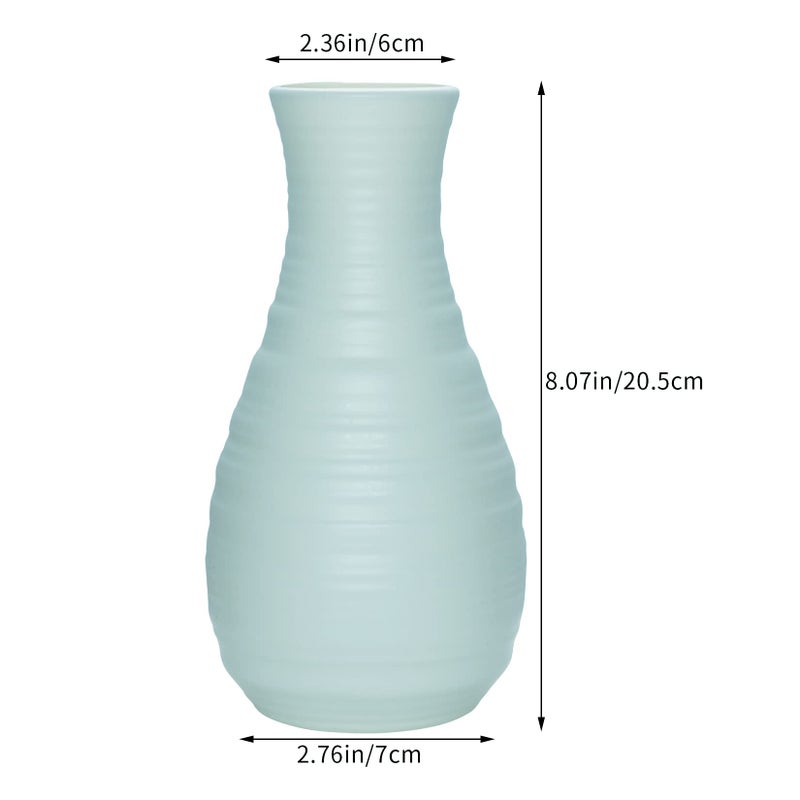 yeabwps 2 Pack Composite Plastics Flower Vase  Unbreakable Ceramic Look Vase for Home Decor Centerpieces  Arranging Bouquets (Green) - Image 2