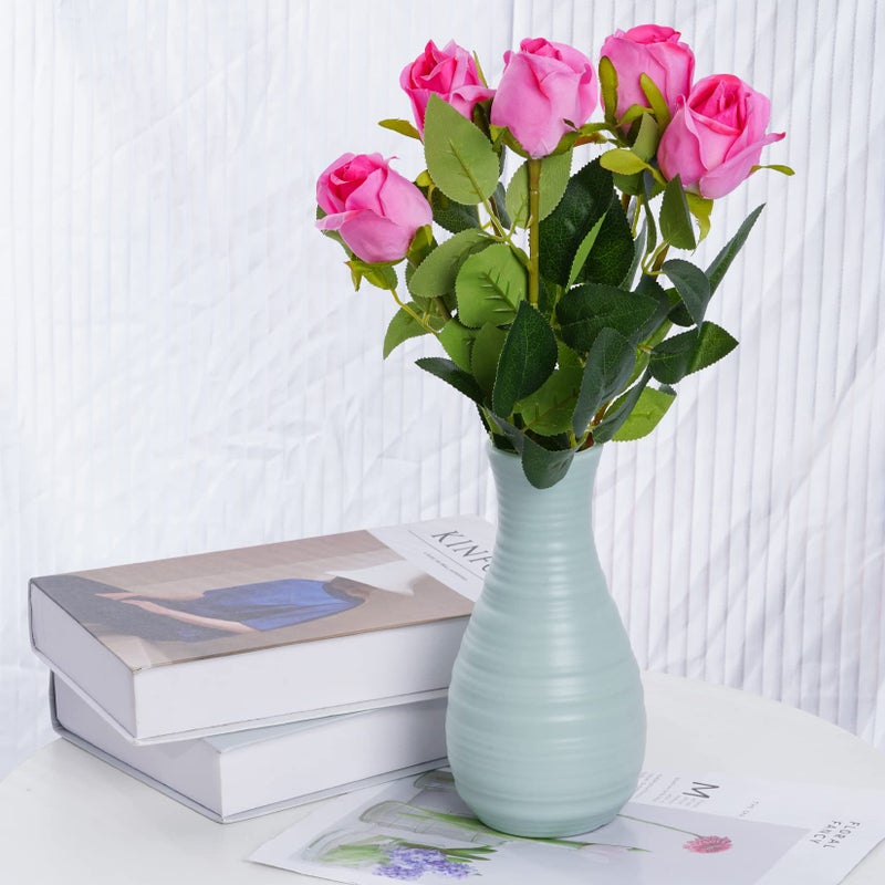 yeabwps 2 Pack Composite Plastics Flower Vase  Unbreakable Ceramic Look Vase for Home Decor Centerpieces  Arranging Bouquets (Green) - Image 4