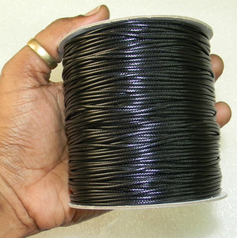 OMX Polyester Waxed String Line for BraceletsSewing, Leather Craft Jewelry Craft DIY Sewing Wax Thread Macrame Cord (1.5 MM (200 Yard), Black) - Image 2