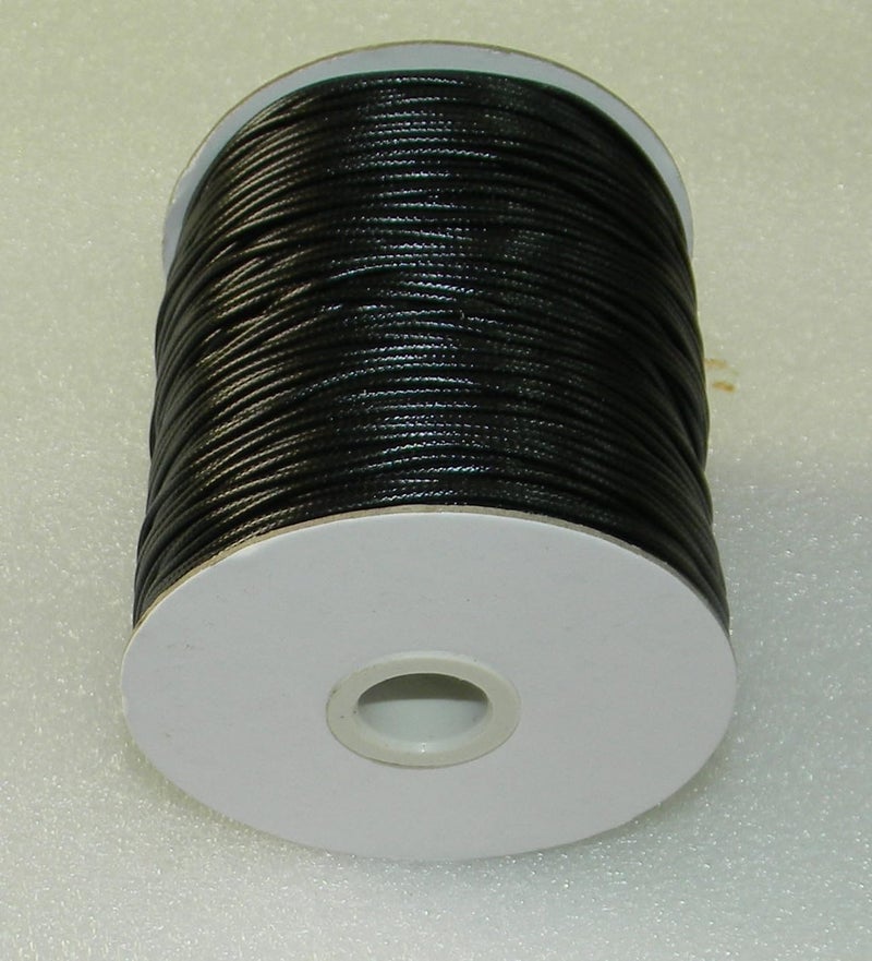 OMX Polyester Waxed String Line for BraceletsSewing, Leather Craft Jewelry Craft DIY Sewing Wax Thread Macrame Cord (1.5 MM (200 Yard), Black) - Image 1
