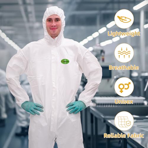 RAYGARD Disposable Coveralls, Protective Suit with Elastic Cuffs, Hood, Zip Front Opening for Spray Paint Chemical Industrial (1 Pack, XXL) - Image 5
