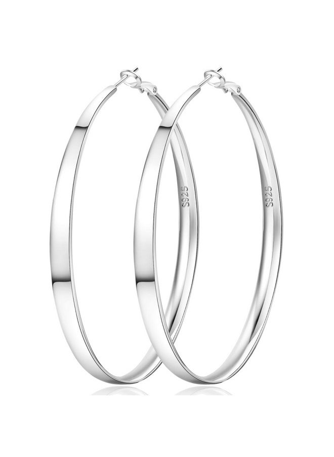 Senteria 925 Sterling Silver Hoop Earrings For Women Hypoallergenic Extra Large Silver Hoop Earrings Lightweight Oversized Big Thick Silver Hoop Earrings For Women 70Mm  - Image 1